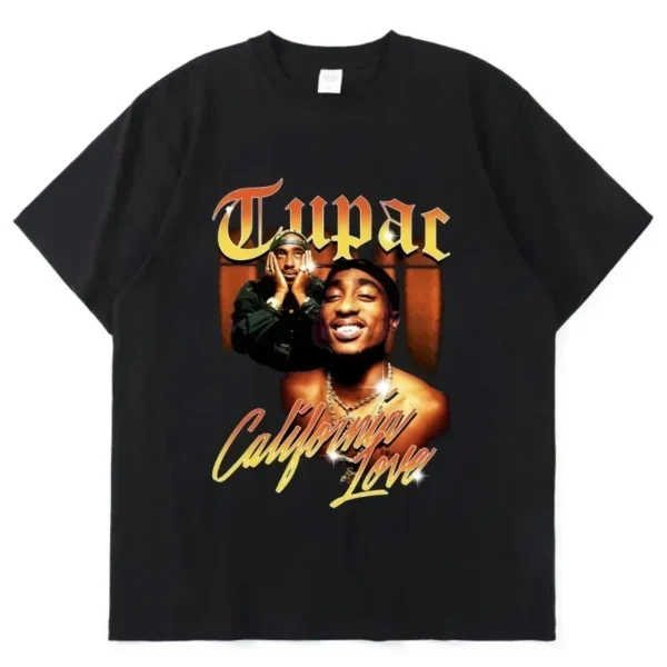 2024 Summer Fashion T-shirt Rapper Tupac Tops Hip Hop Streetwear Oversized Short Sleeves Tee Shirt Men Women Cotton T Shirt