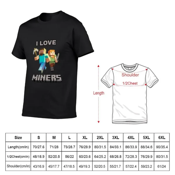 I love miners T-Shirt for a boy korean fashion plain anime clothes heavyweight t shirts for men