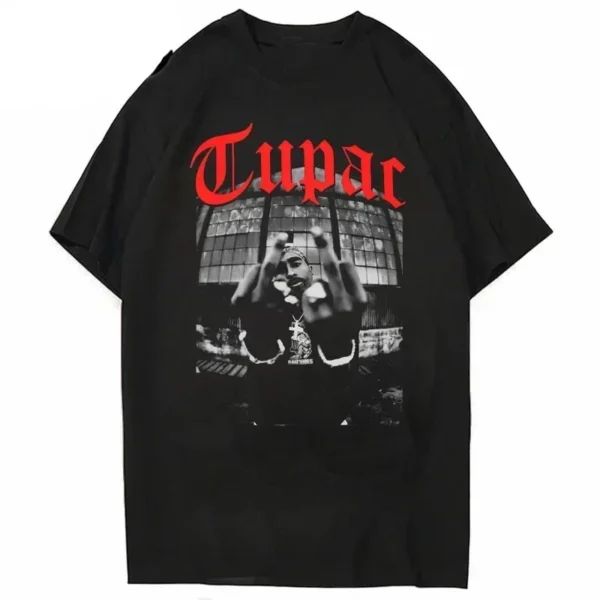 2024 Summer Fashion T-shirt Rapper Tupac Tops Hip Hop Streetwear Oversized Short Sleeves Tee Shirt Men Women Cotton T Shirt