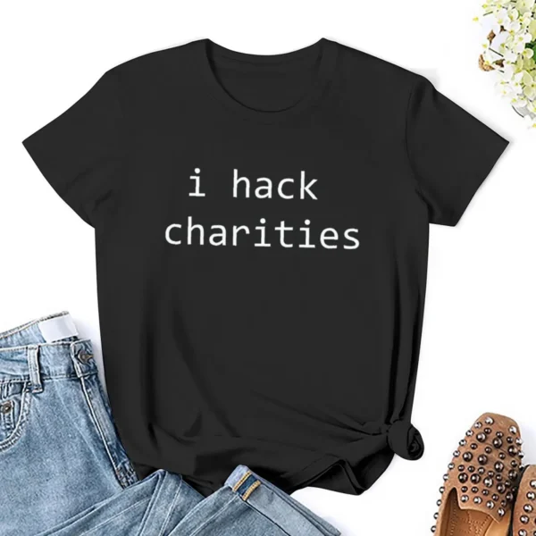 i hack charities T-Shirt summer tops cute tops tees shirts graphic tees plus size t shirts for Women loose fit