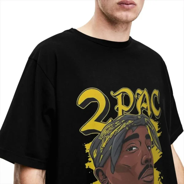 2PAC Rapper T-Shirt Summer Musician Yellow Y2K Funny T Shirts Pure Cotton Hip Hop Tshirt For CoupleShort-Sleeve Design Top Tees