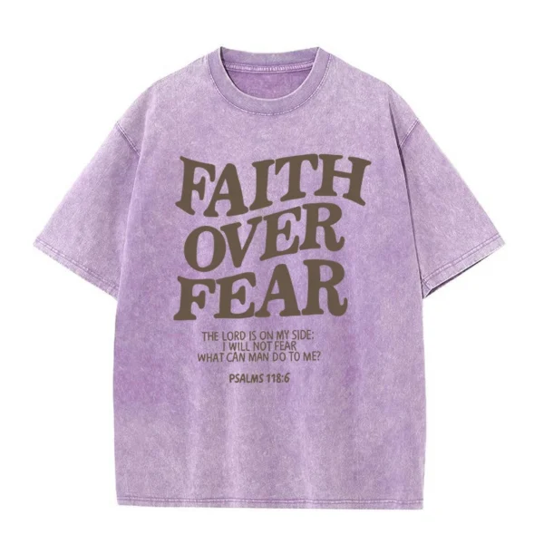 FAITH OVER FEAR Letter Slogan T-shirts for Women Men Popular Positive Quotes T Shirts Christianity Jesus Gift Cotton Tees Tops