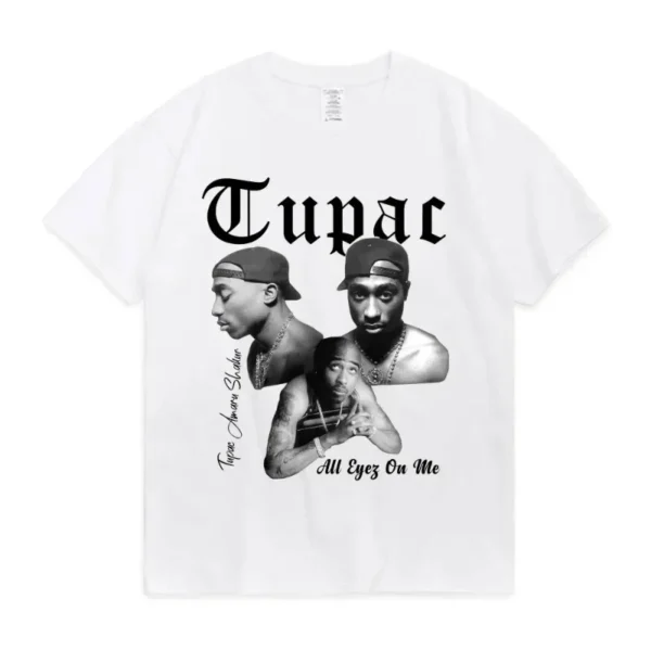 2024 Summer Fashion T-shirt Rapper Tupac Tops Hip Hop Streetwear Oversized Short Sleeves Tee Shirt Men Women Cotton T Shirt