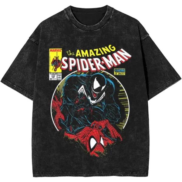 Vintage Spider-Man Comic T Shirts Merch Spiderman Loose Tees for Men Women 100% Cotton T-shirts