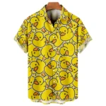 Duck 3d Print Shirts Men Fashion Hawaiian Shirt Short Sleeve Casual Beach Shirts Boys Single-Breasted Blouse Men’s Clothing