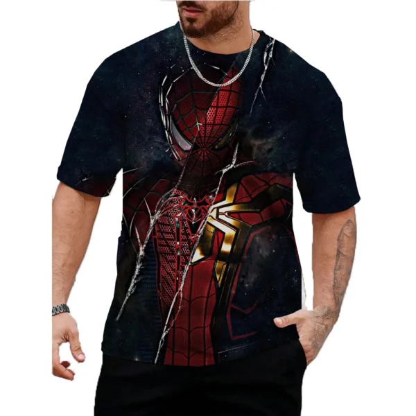 Marvel Summer Men Spider-Man T-Shirt Marvel Comics Tops Tees Male Casual Stylish Short Sleeve Clothing Fashion Trend Streetwear