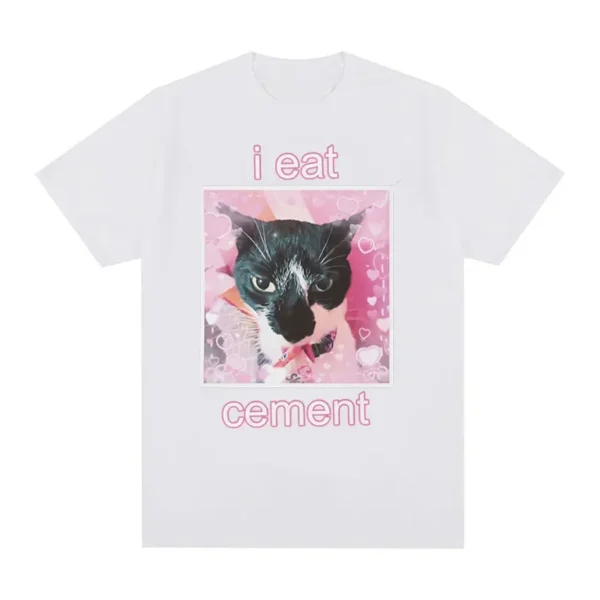 Funny I Eat Cement Cat Summer Tops Oversized T Shirt Graphic T-Shirt Men Women Fashion Casual Short Sleeve T-shirts Loose Tees