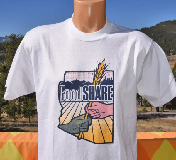 vintage 80s t shirt FOOD share farm charity tee Large Medium arizona