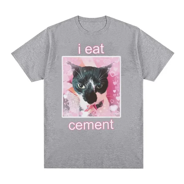 Funny I Eat Cement Cat Summer Tops Oversized T Shirt Graphic T-Shirt Men Women Fashion Casual Short Sleeve T-shirts Loose Tees