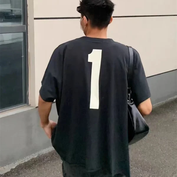 Yao Fashion Kanye Loose Vintage Streetwear Summer Short Sleeve Cotton Tee HipHop Simple Logo Print Oversize T Shirt For Men