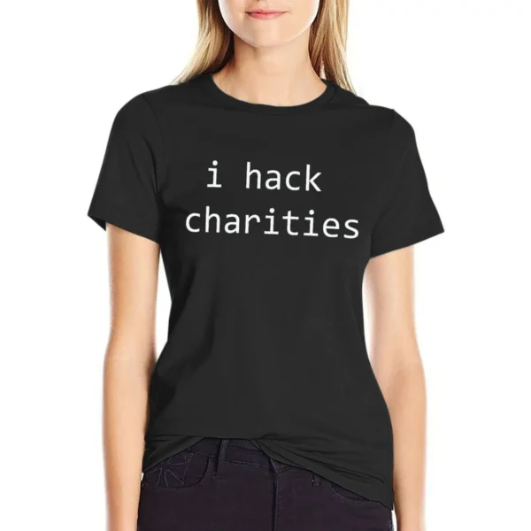 i hack charities T-Shirt summer tops cute tops tees shirts graphic tees plus size t shirts for Women loose fit