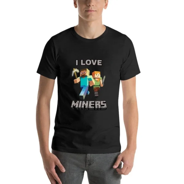 I love miners T-Shirt for a boy korean fashion plain anime clothes heavyweight t shirts for men