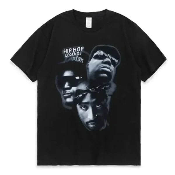 2024 Summer Fashion T-shirt Rapper Tupac Tops Hip Hop Streetwear Oversized Short Sleeves Tee Shirt Men Women Cotton T Shirt