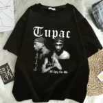 2024 Summer Fashion T-shirt Rapper Tupac Tops Hip Hop Streetwear Oversized Short Sleeves Tee Shirt Men Women Cotton T Shirt