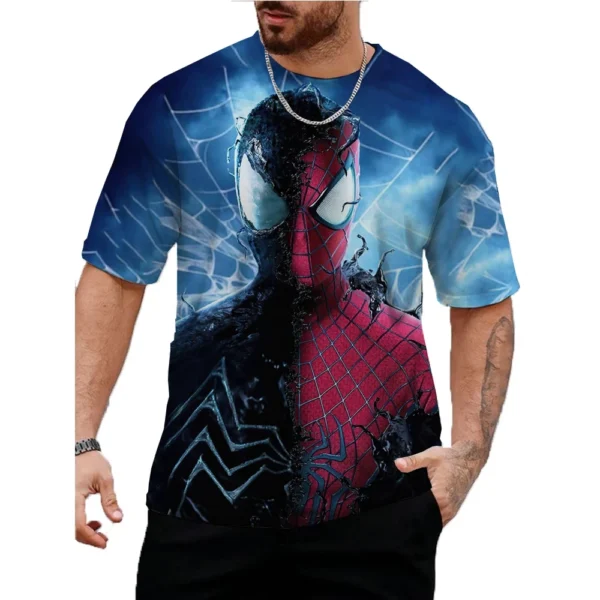 Marvel Summer Men Spider-Man T-Shirt Marvel Comics Tops Tees Male Casual Stylish Short Sleeve Clothing Fashion Trend Streetwear