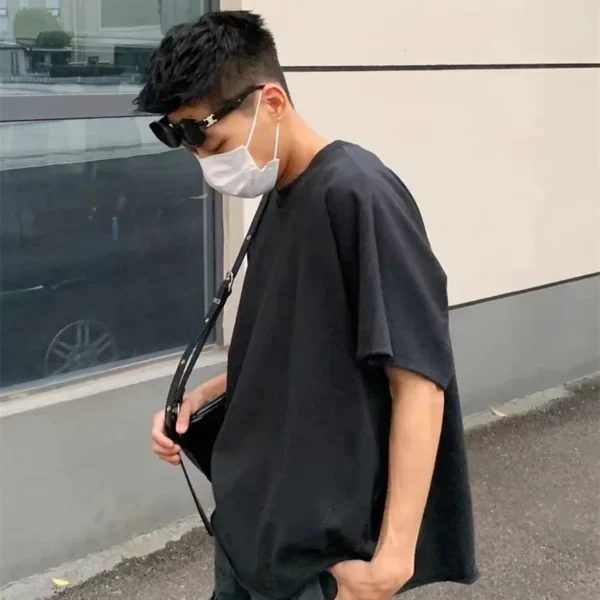 Yao Fashion Kanye Loose Vintage Streetwear Summer Short Sleeve Cotton Tee HipHop Simple Logo Print Oversize T Shirt For Men