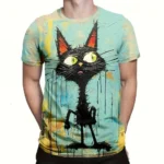 Funny 3D Cartoon Cat Print T Shirt For Men Fashion Graffiti Harajuku Animal T-Shirts Casual O-neck Short Sleeve Summer Loose Top