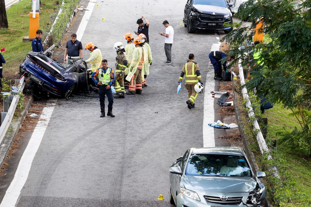 A man trapped in a sports car and burned to death in a series of fatal car accidents on Nico Avenue